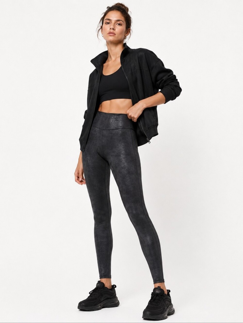 SPANX Women Faux Leather Fleece Lined Leggings Size M Regular NWT